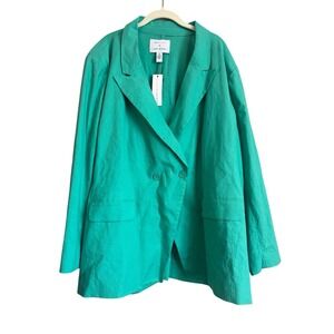 NEW Beauticurve X Lane Bryant‎ Teal Linen Blend Blazer Size 28 Business Casual